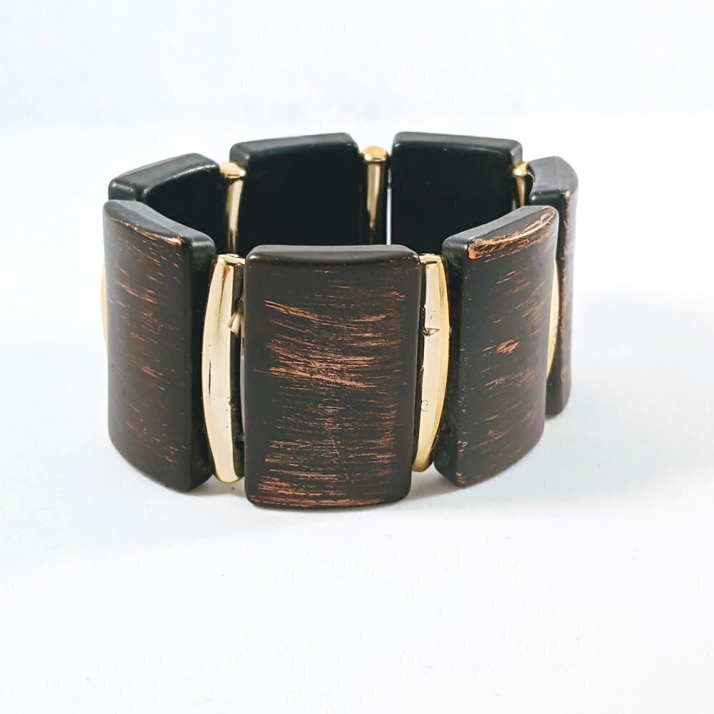 Faux Wood Cuff Stretch Bracelet